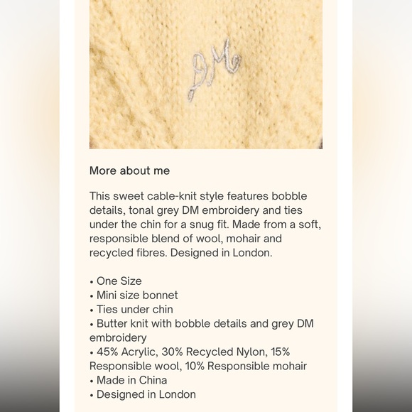 BNWT Damson Madder Butter Yellow Bonnet / Hood - Picture 5 of 9